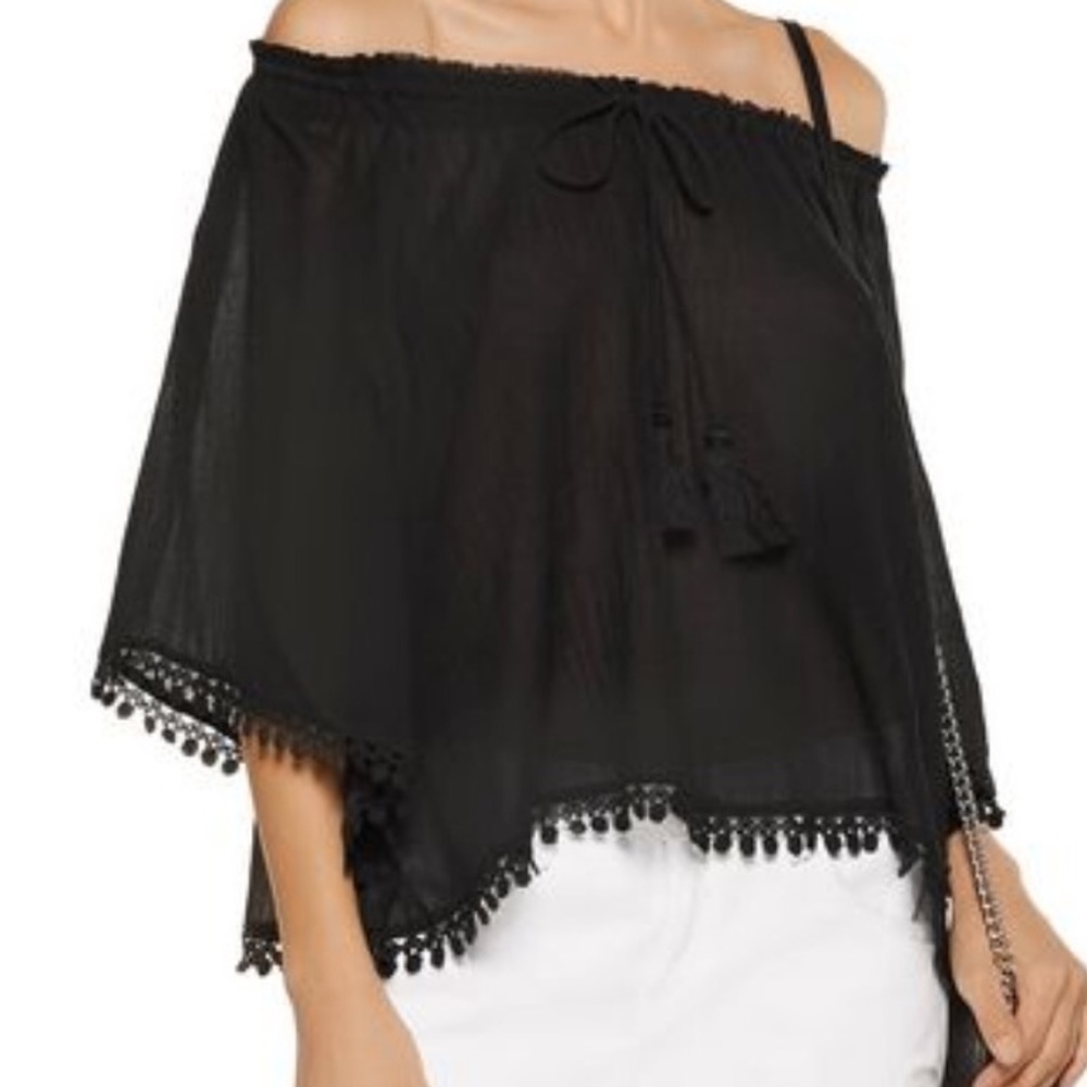 LoveShackFancy Black Cotton Gauze Off the Shoulder Top - Picture 9 of 11
